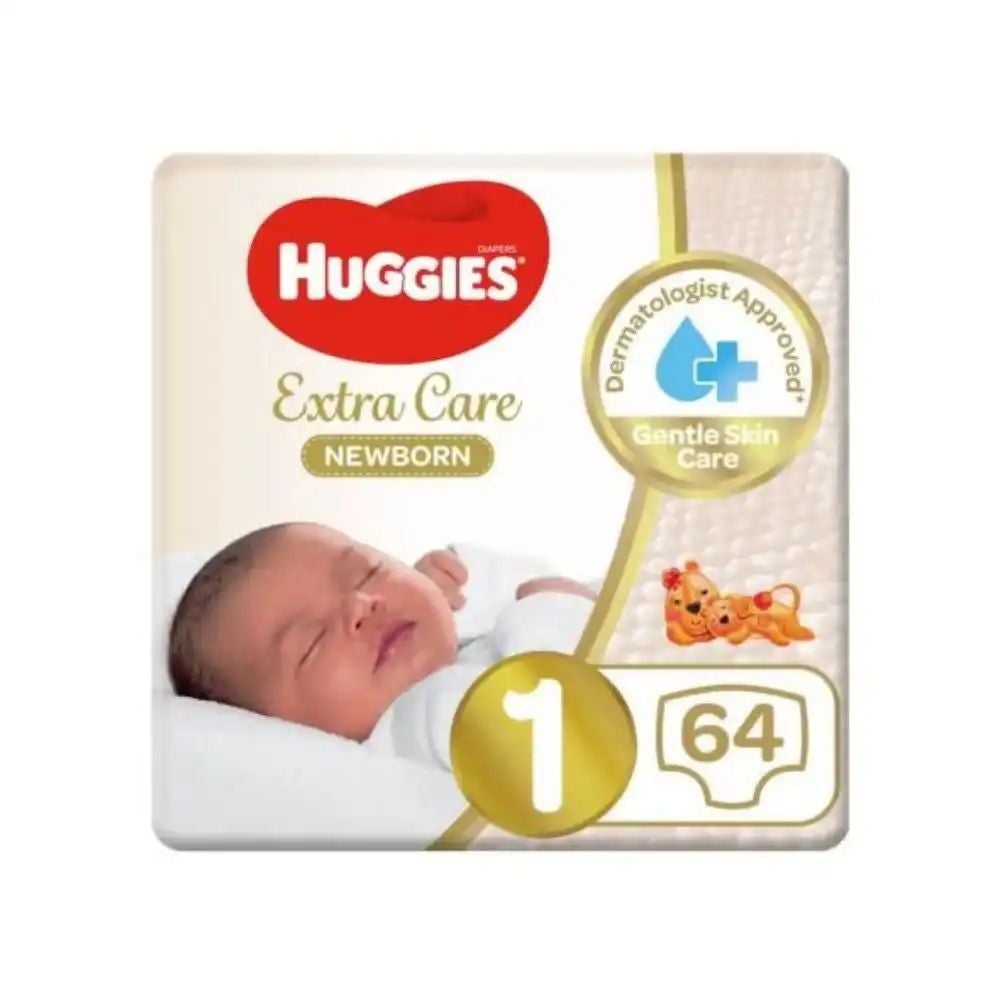 Huggies Extra Care Baby Diaper, Size 1- 64pcs
